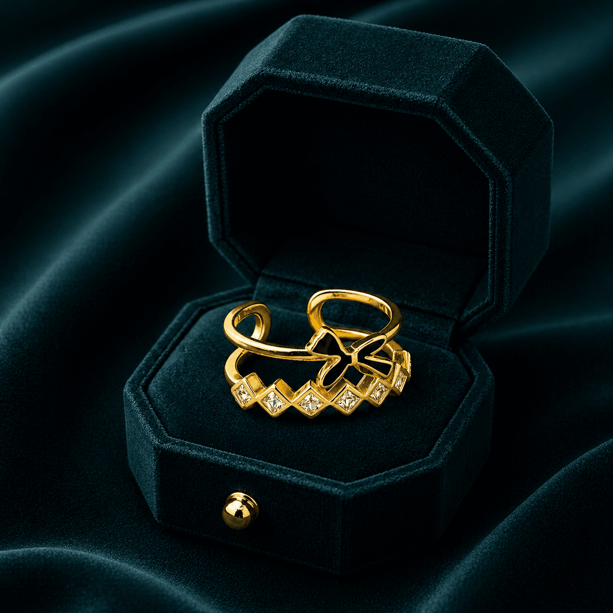 Black Morpho Butterfly Statement Ring alternate view