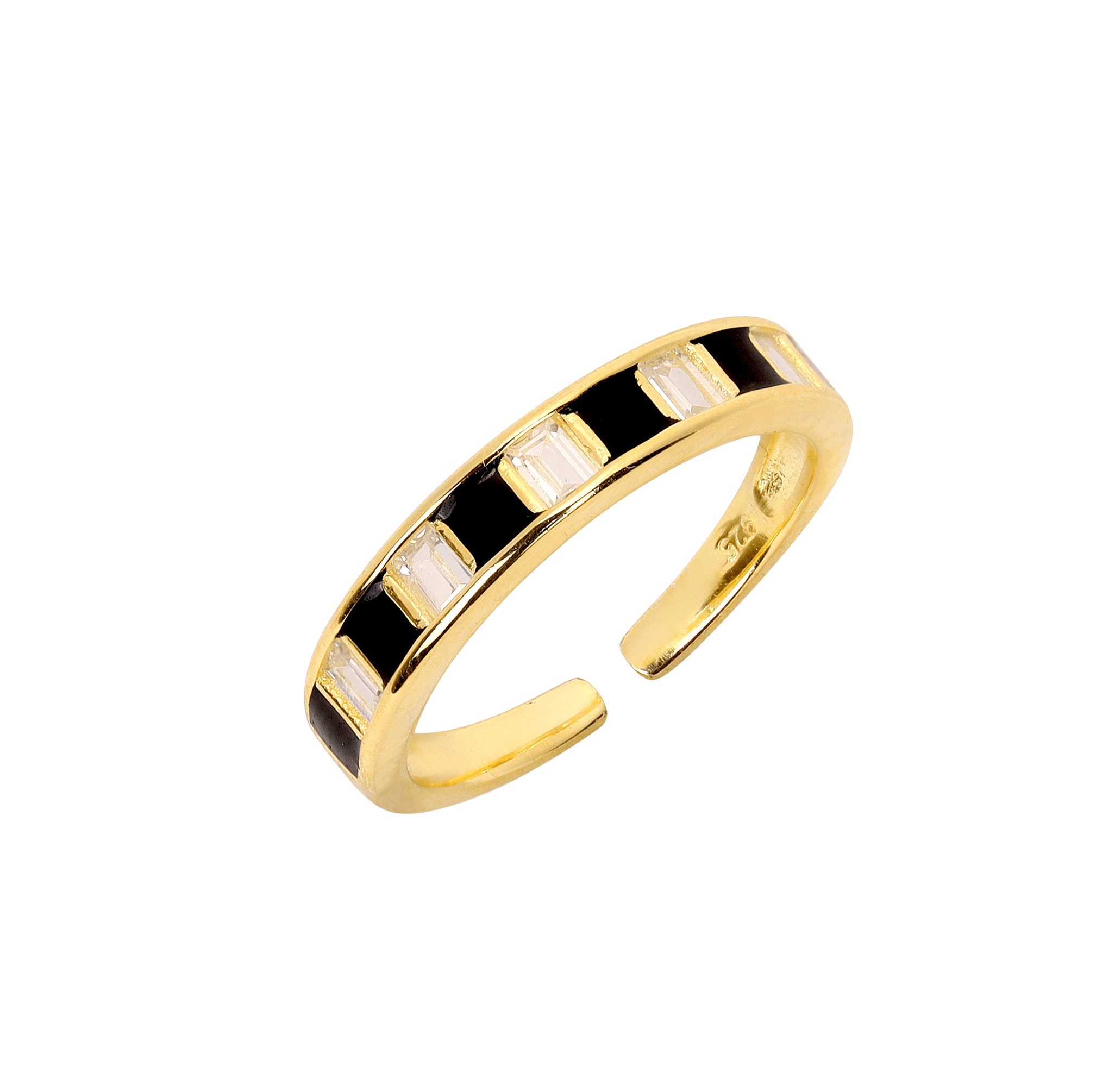 Bold Black Enamel Modern Band Ring