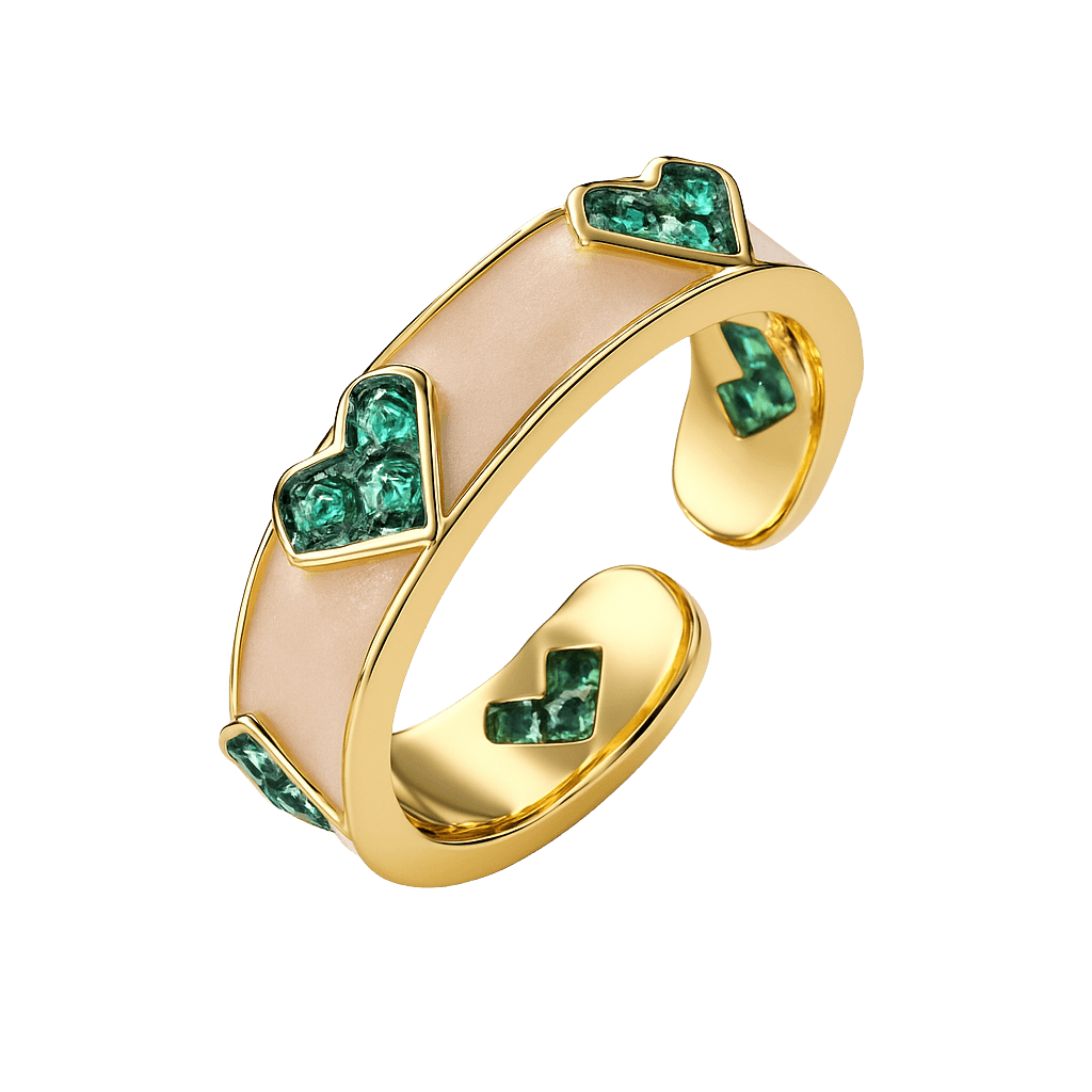 Forest Green Heart Dainty Band Ring