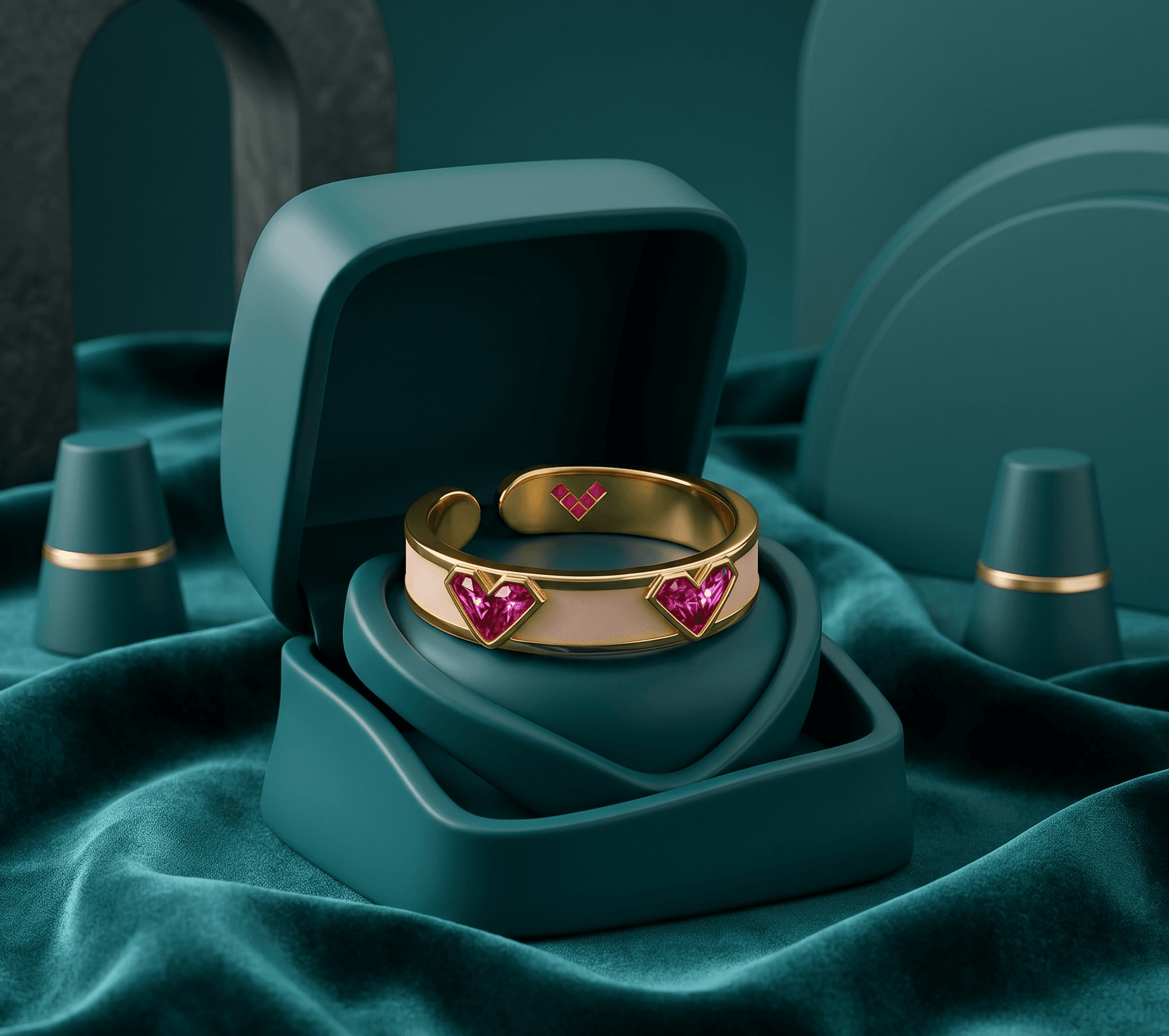 Crimson Red Heart Dainty Band Ring alternate view