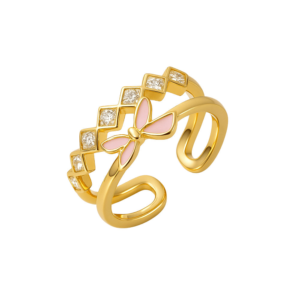 Enchanted Pink Butterfly Sparkle Ring