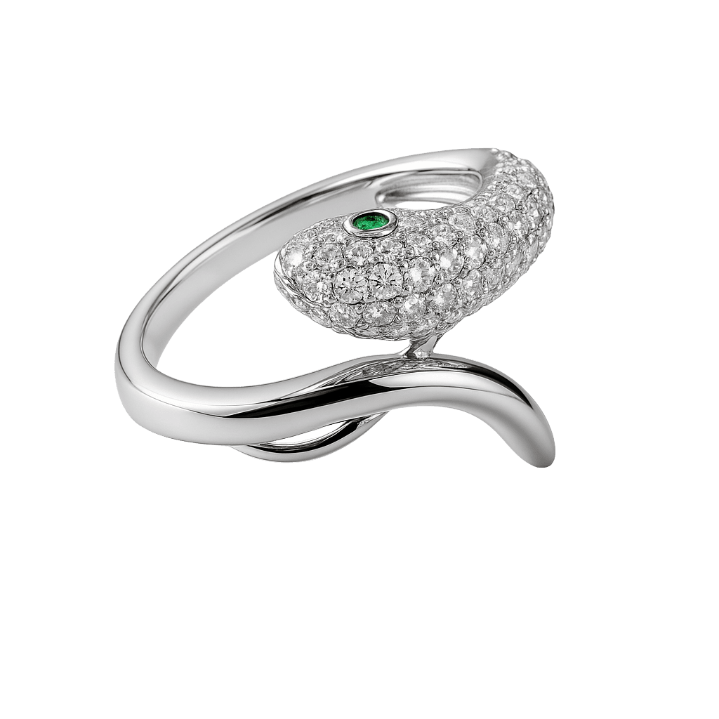 Golden Snake Curvy Statement Ring