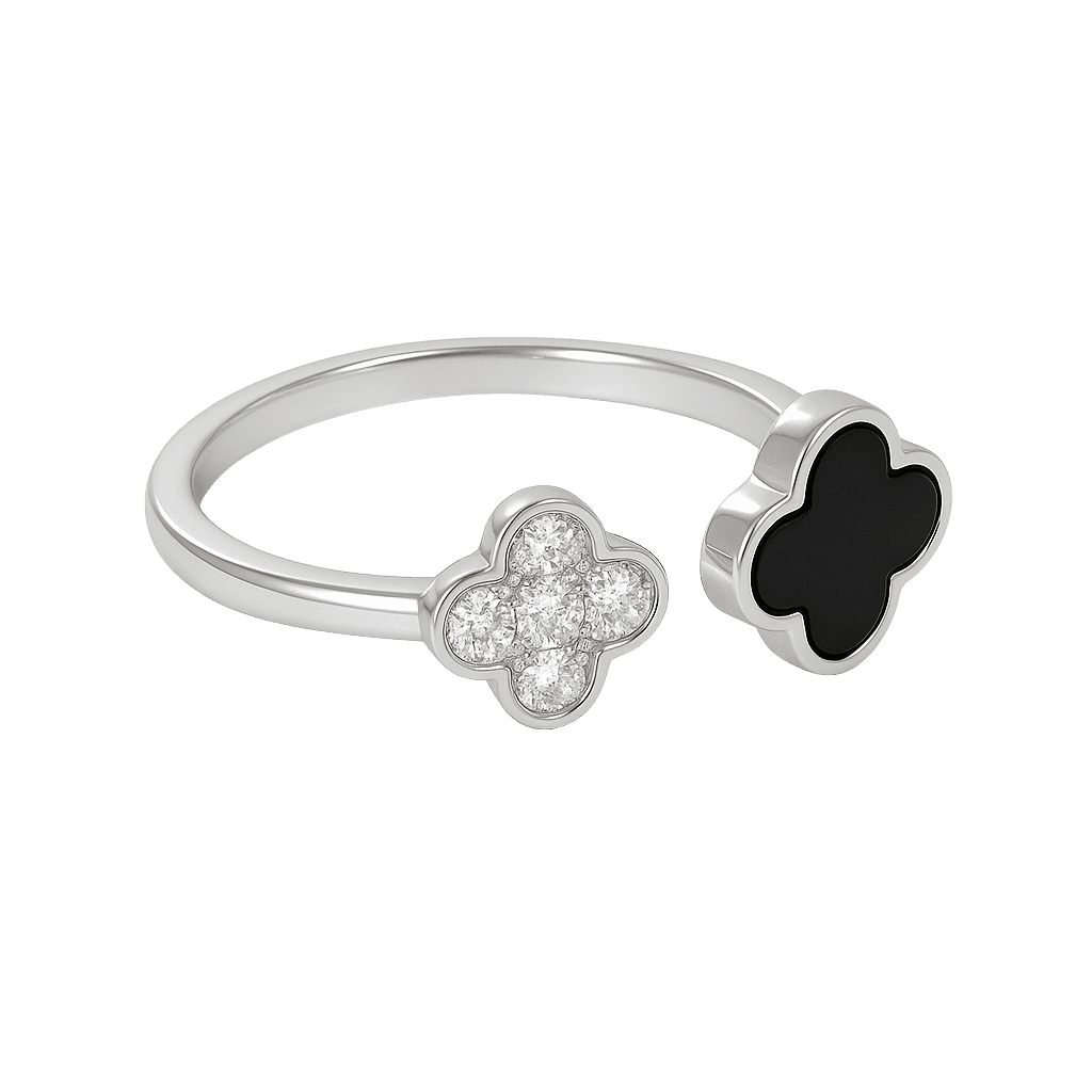 Midnight Black Clover Charm Ring