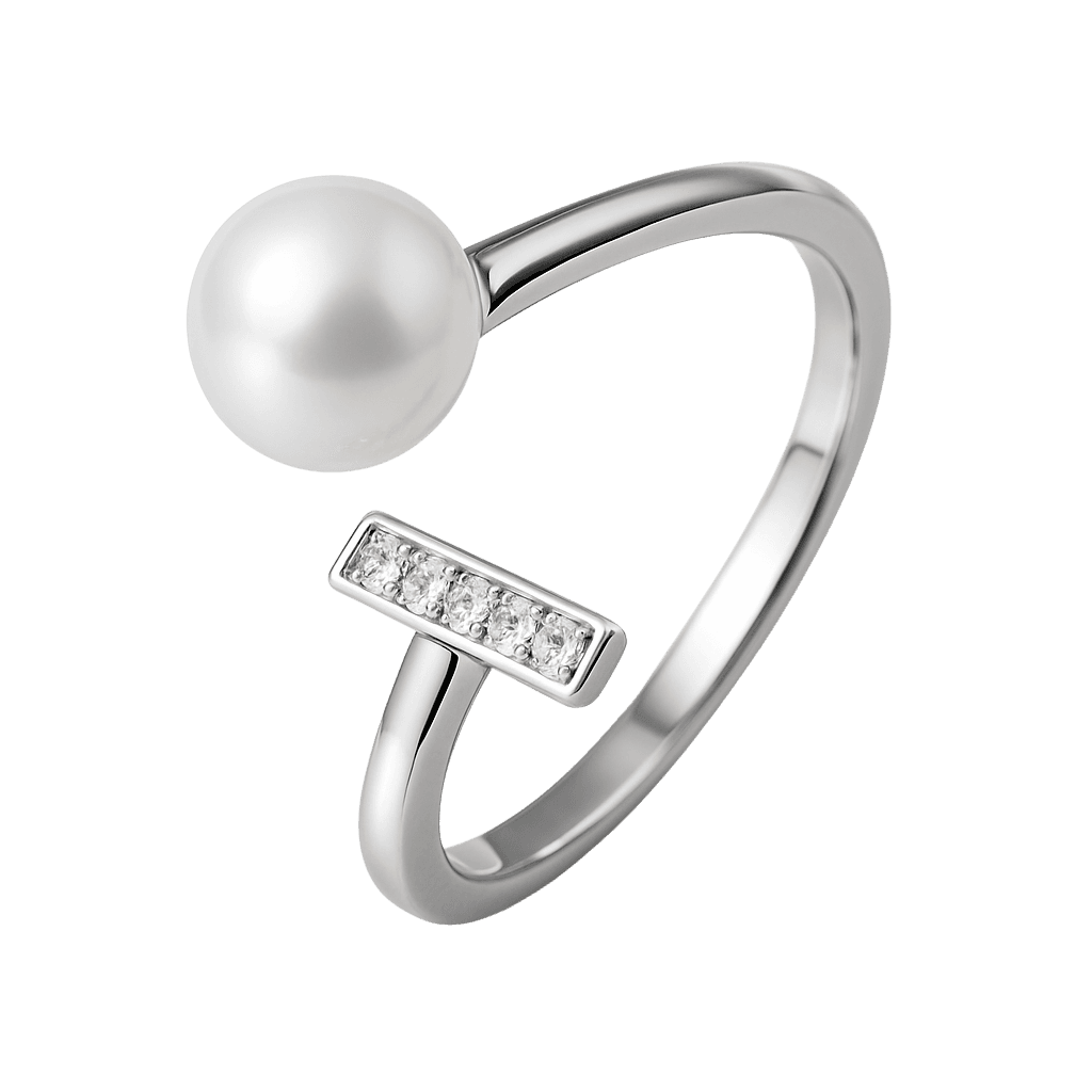 Modernist Pearl Drop Offset Ring