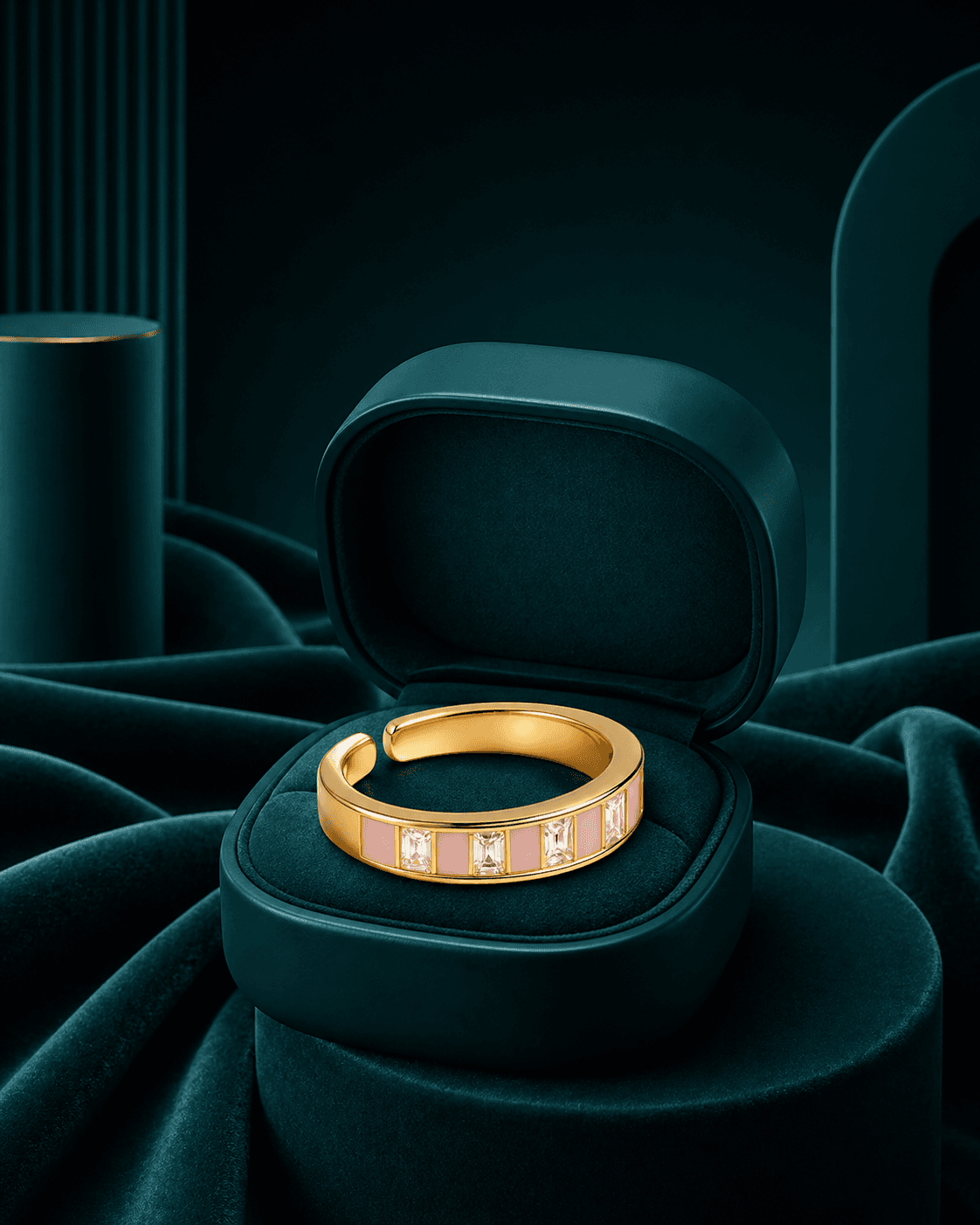 Pastel Pink Trendy Enamel Ring alternate view