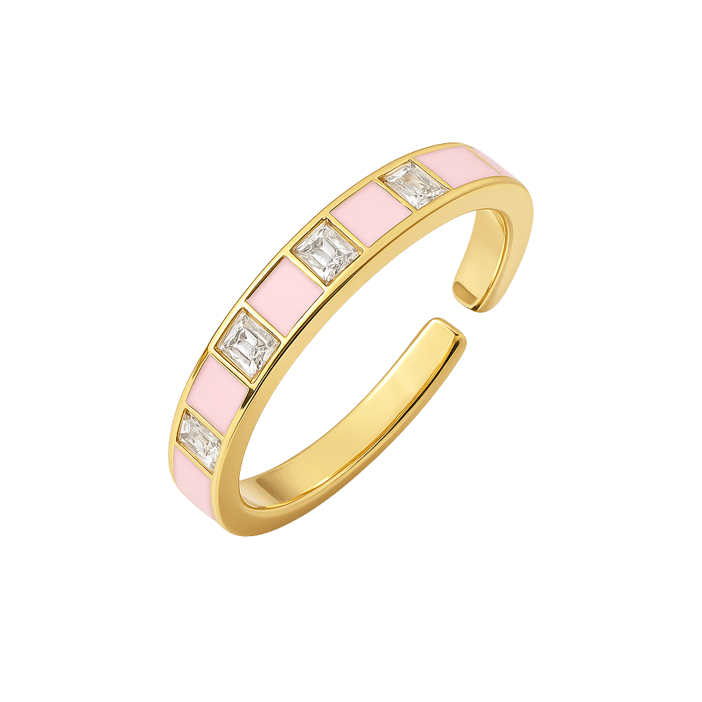 Pastel Pink Trendy Enamel Ring