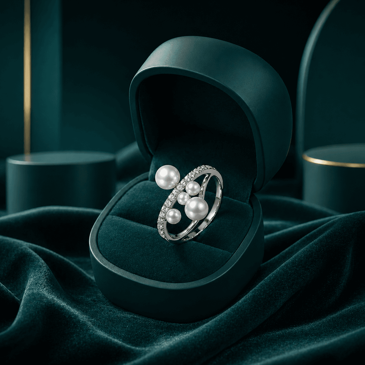 Pearl Cluster Elegance Statement Ring alternate view