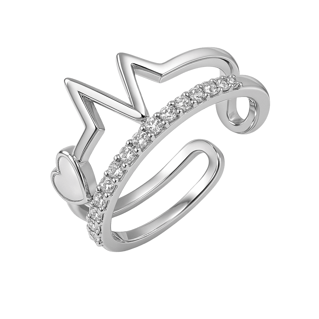 Silver Heartbeat Pave Open Ring