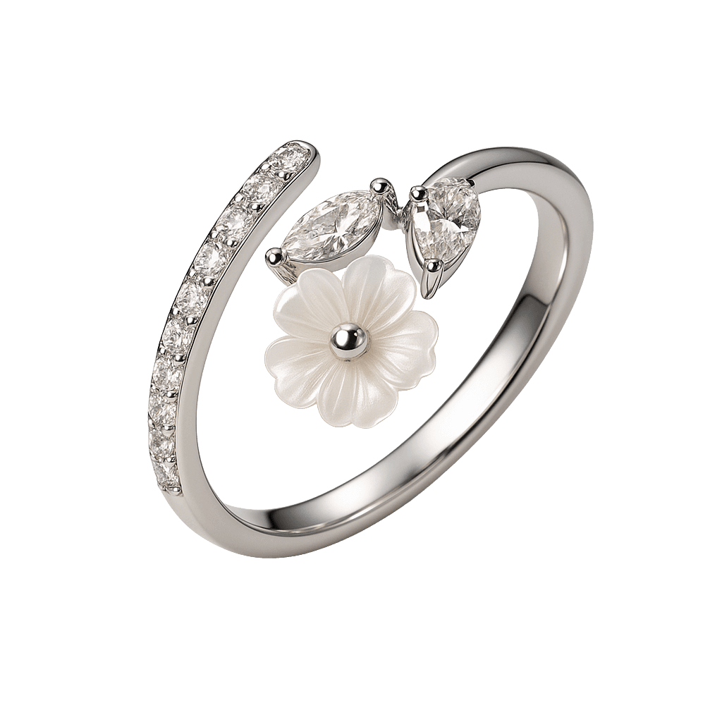 Sparkling Halo Adjustable Flower Ring