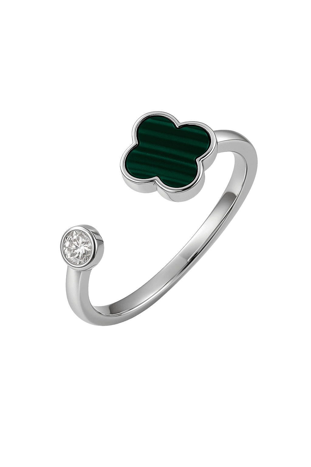 Verdant Green Clover Bypass Ring