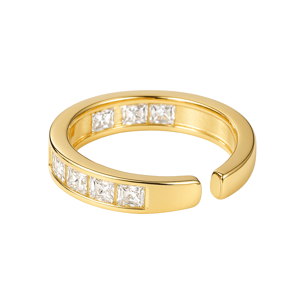 White Enamel Geometric Band Ring