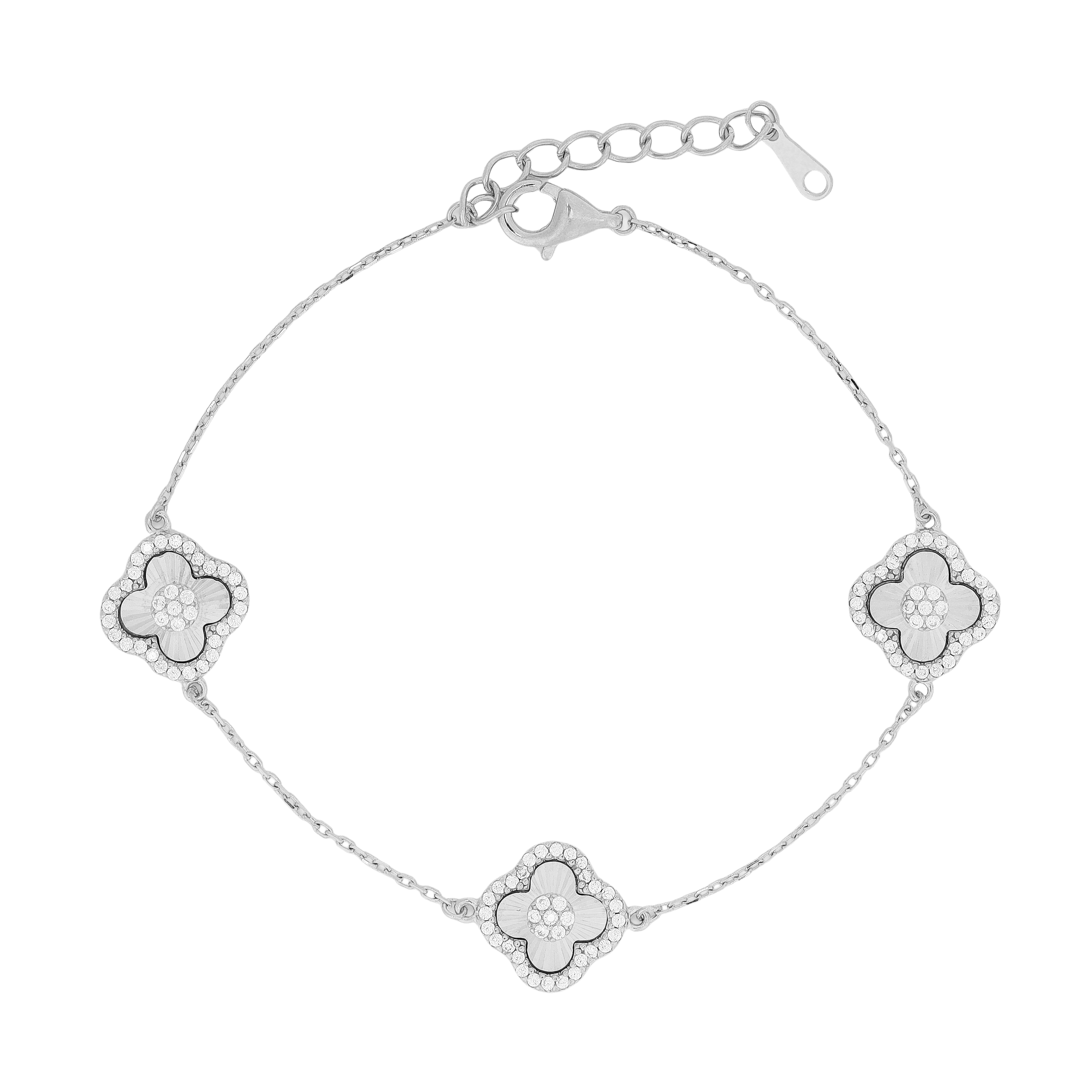 Silver Square Station Chain Bracelet view 1
