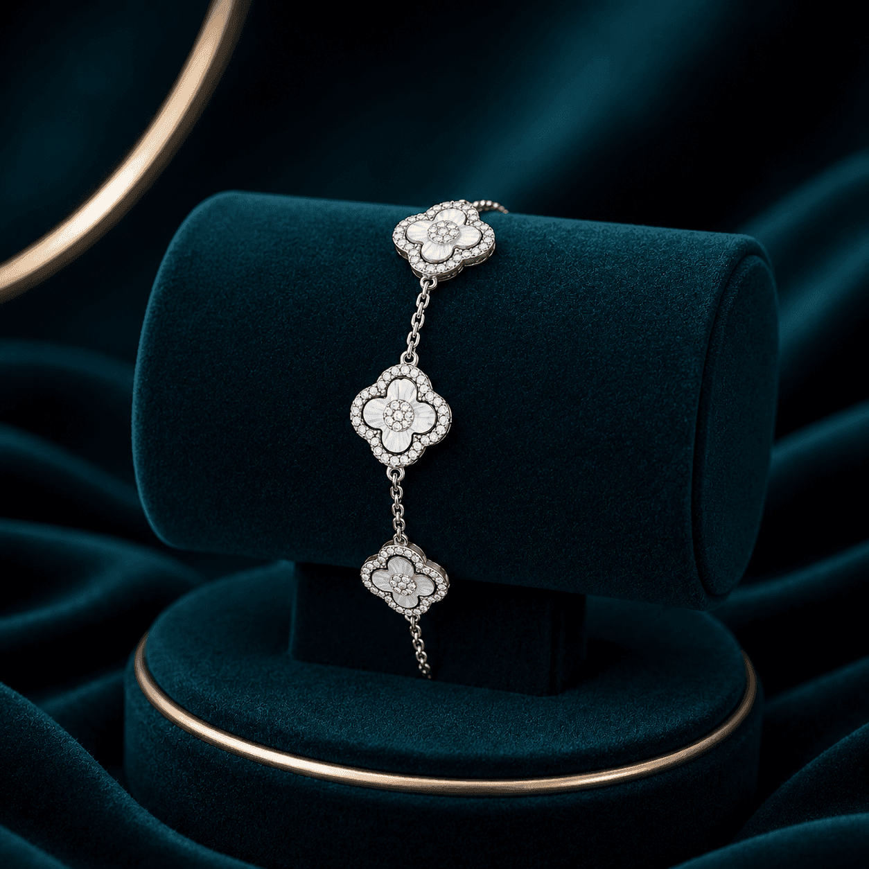 Silver Square Station Chain Bracelet