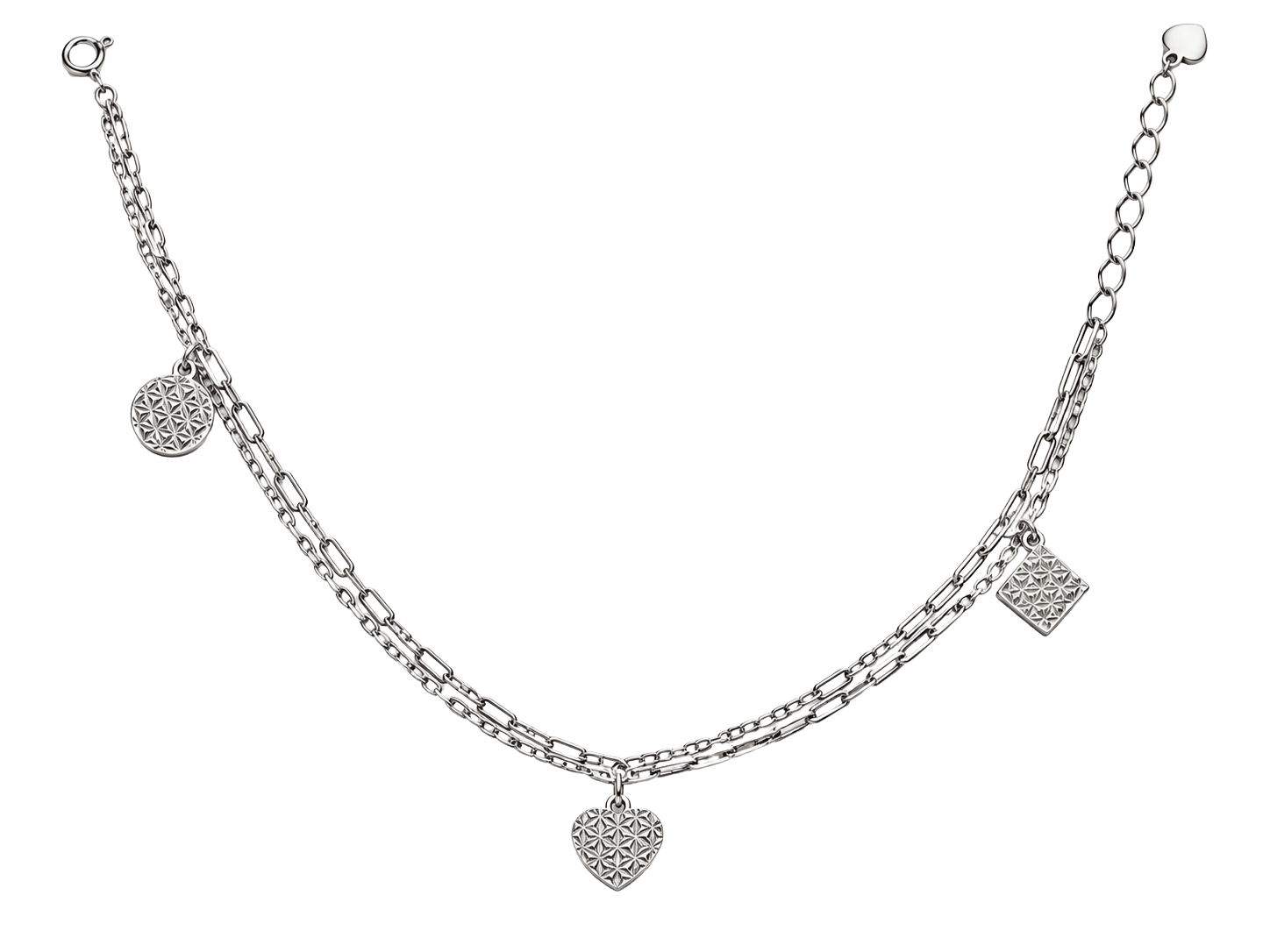 Silver Double Layer Geometric Charm Anklet view 1