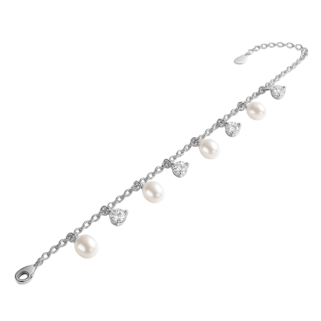 Silver Pearl Charm Anklet alternate view