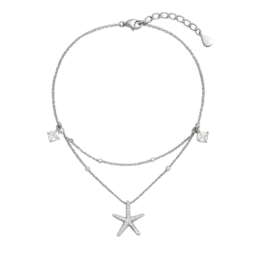 Starfish Double Chain Charm Anklet view 1
