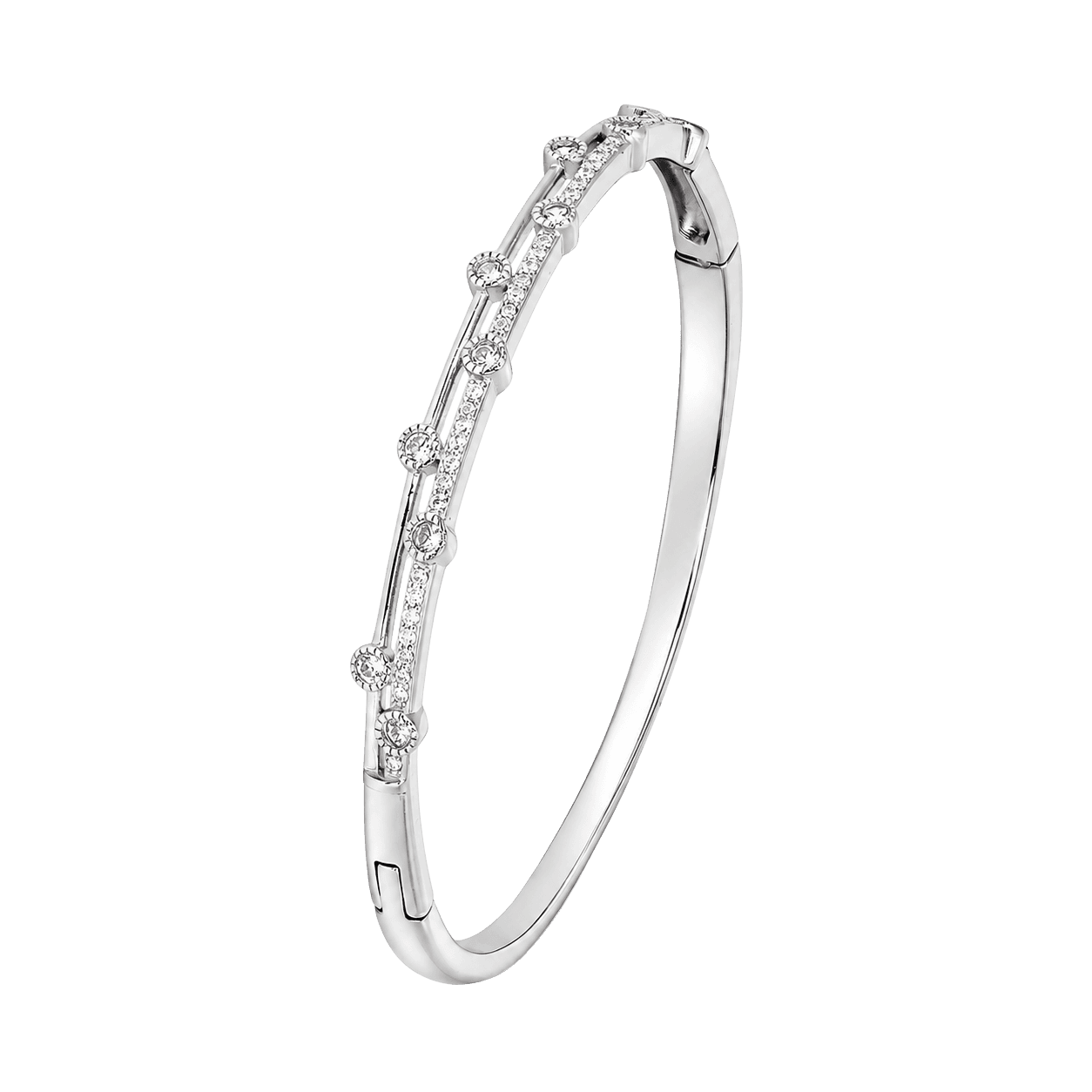 Dainty Staggered Double Row Bangle Bracelet