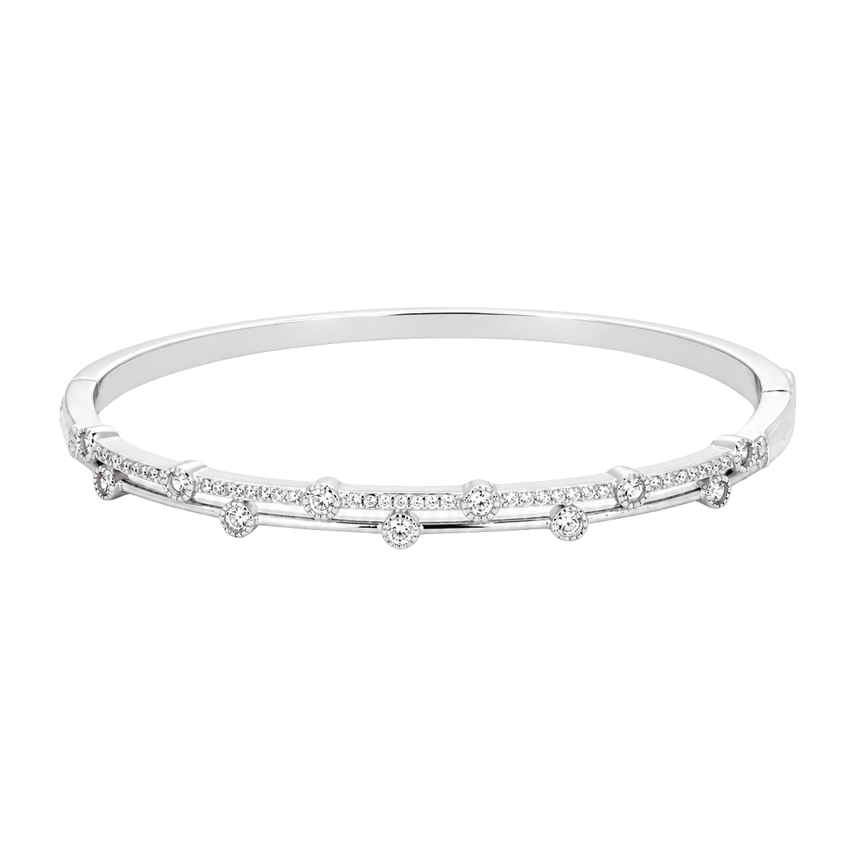 Dainty Staggered Double Row Bangle Bracelet