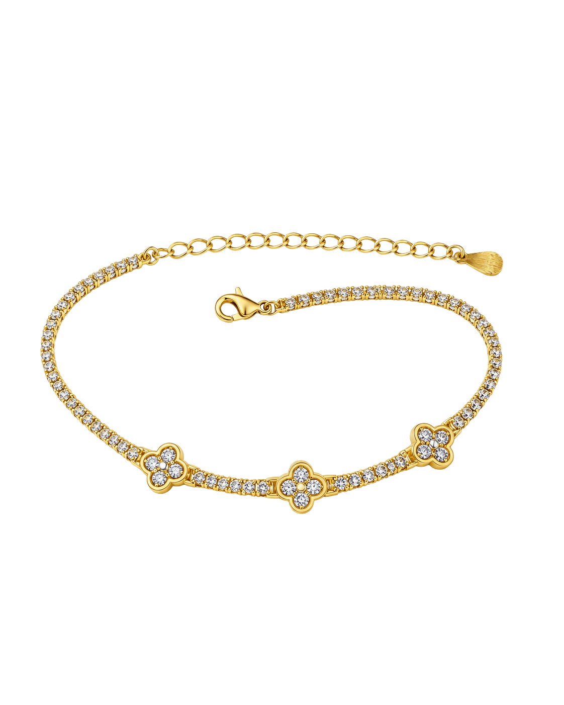Lucky Clover Tennis Gold Bracelet alternate view