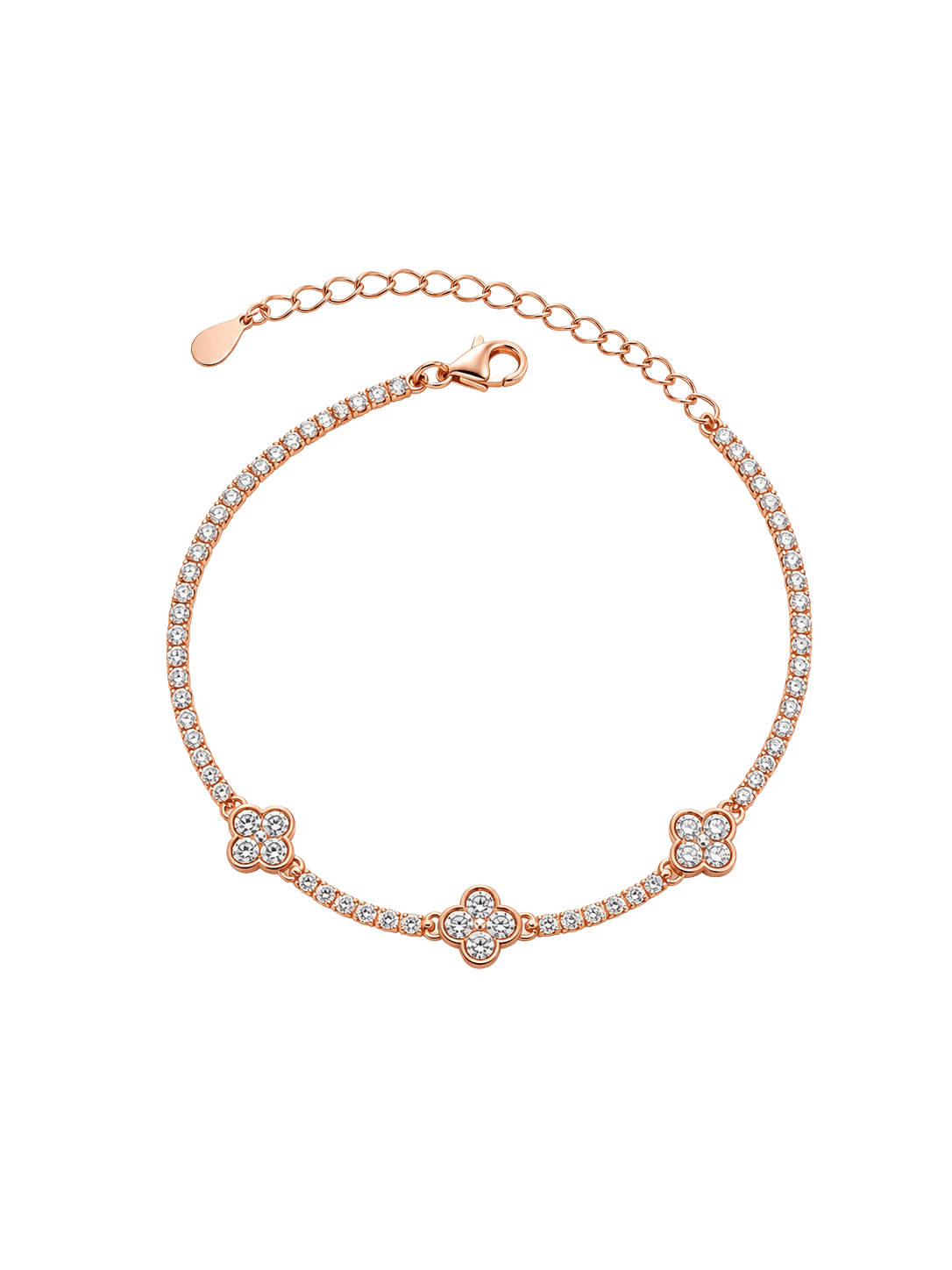 Lucky Clover Tennis Rose Gold Bracelet view 1
