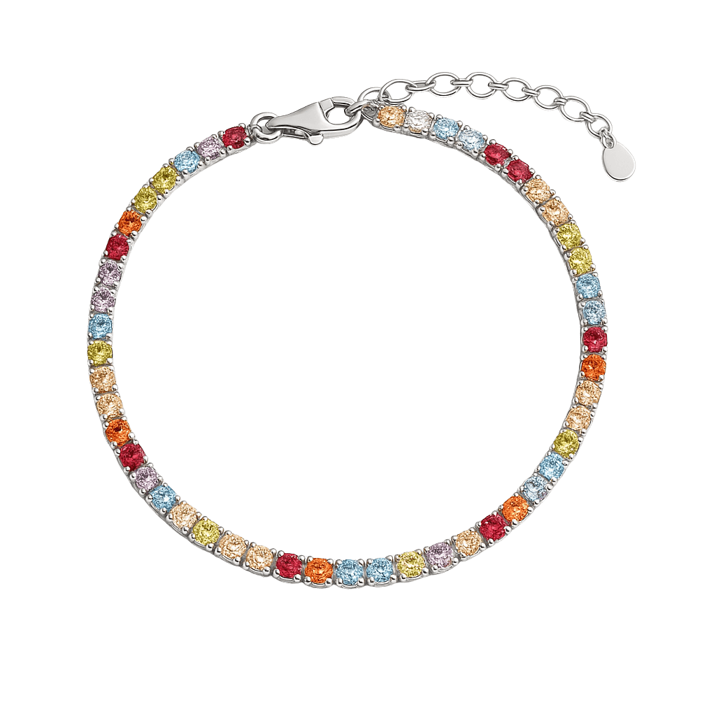 Multicolor Gemstone Silver Bracelet