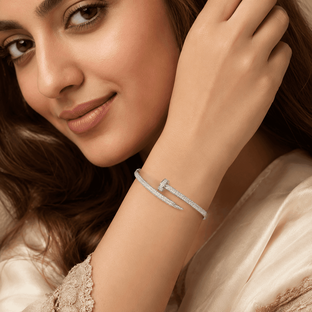 Pave Nail Wrap Bangle Bracelet