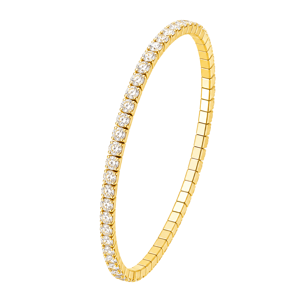 Solitaire CZ Elastic Silver Bracelet