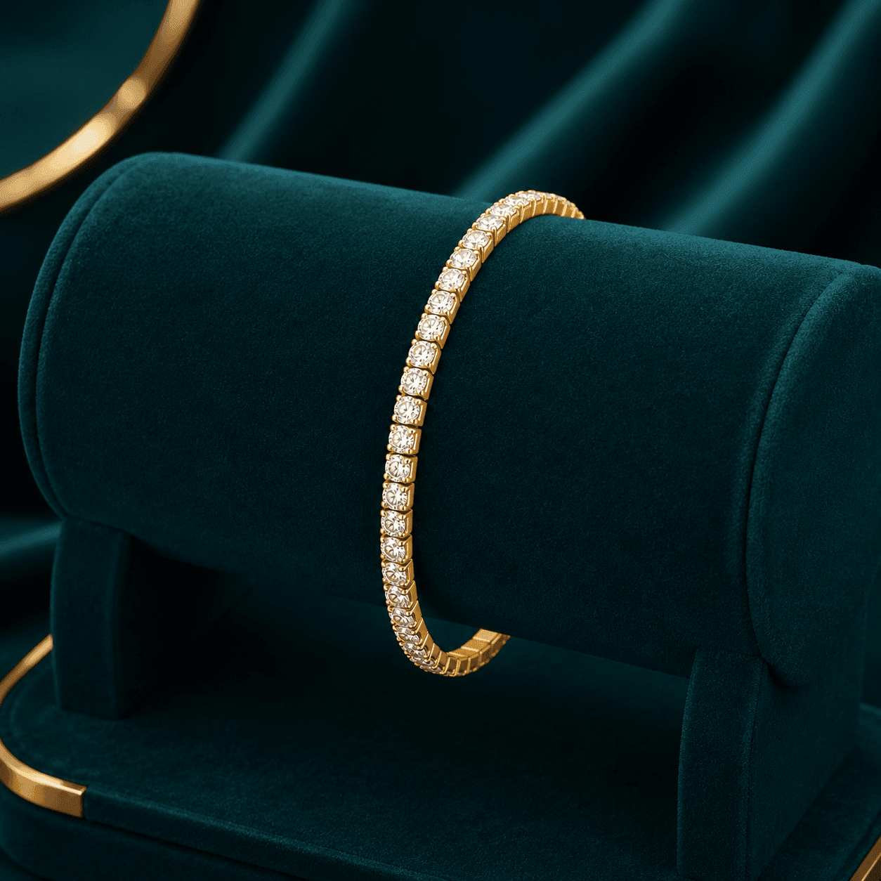 Solitaire CZ Elastic Silver Bracelet alternate view
