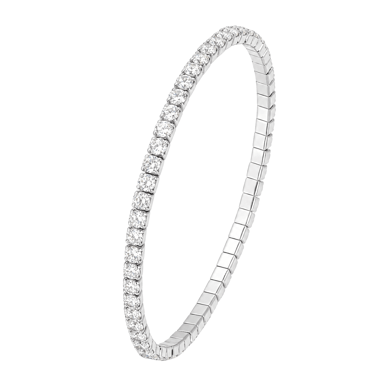 Solitaire CZ Elastic Silver Bracelet