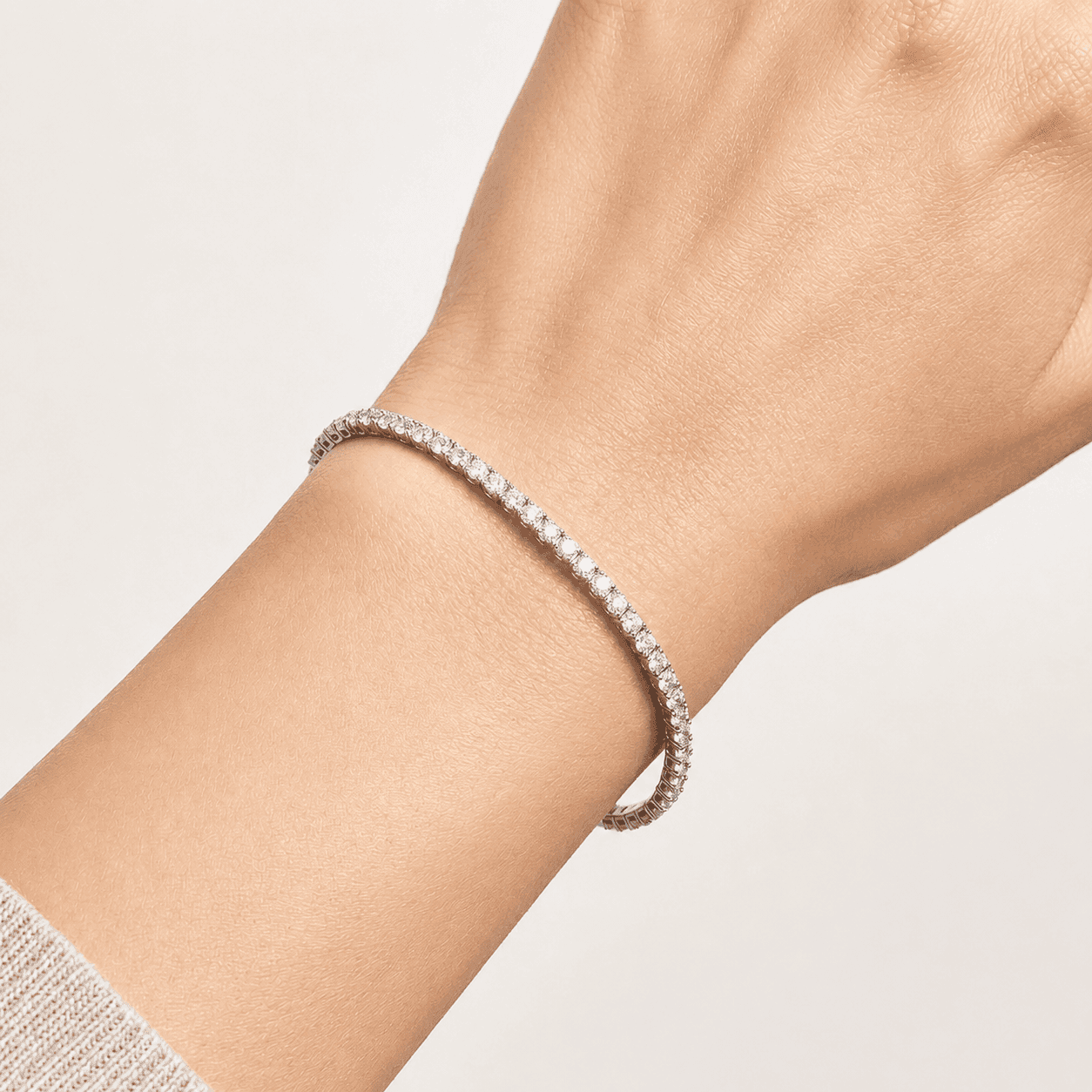 Solitaire CZ Elastic Silver Bracelet
