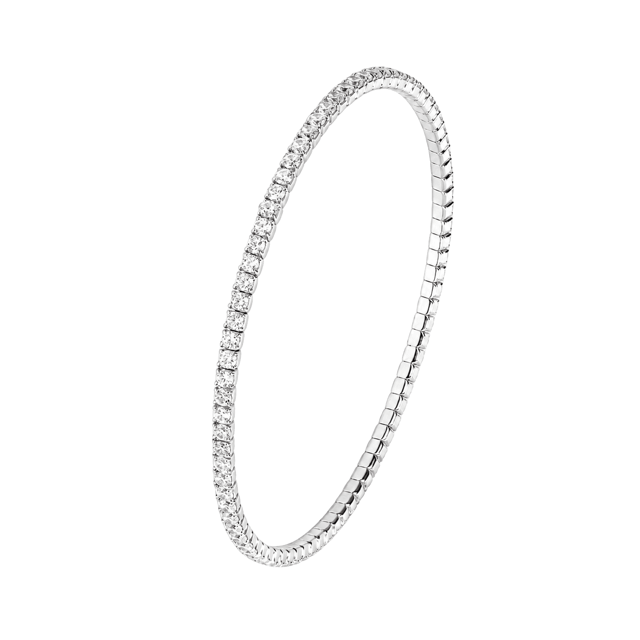 Twikling Solitaire CZ Elastic Silver Bracelet view 1