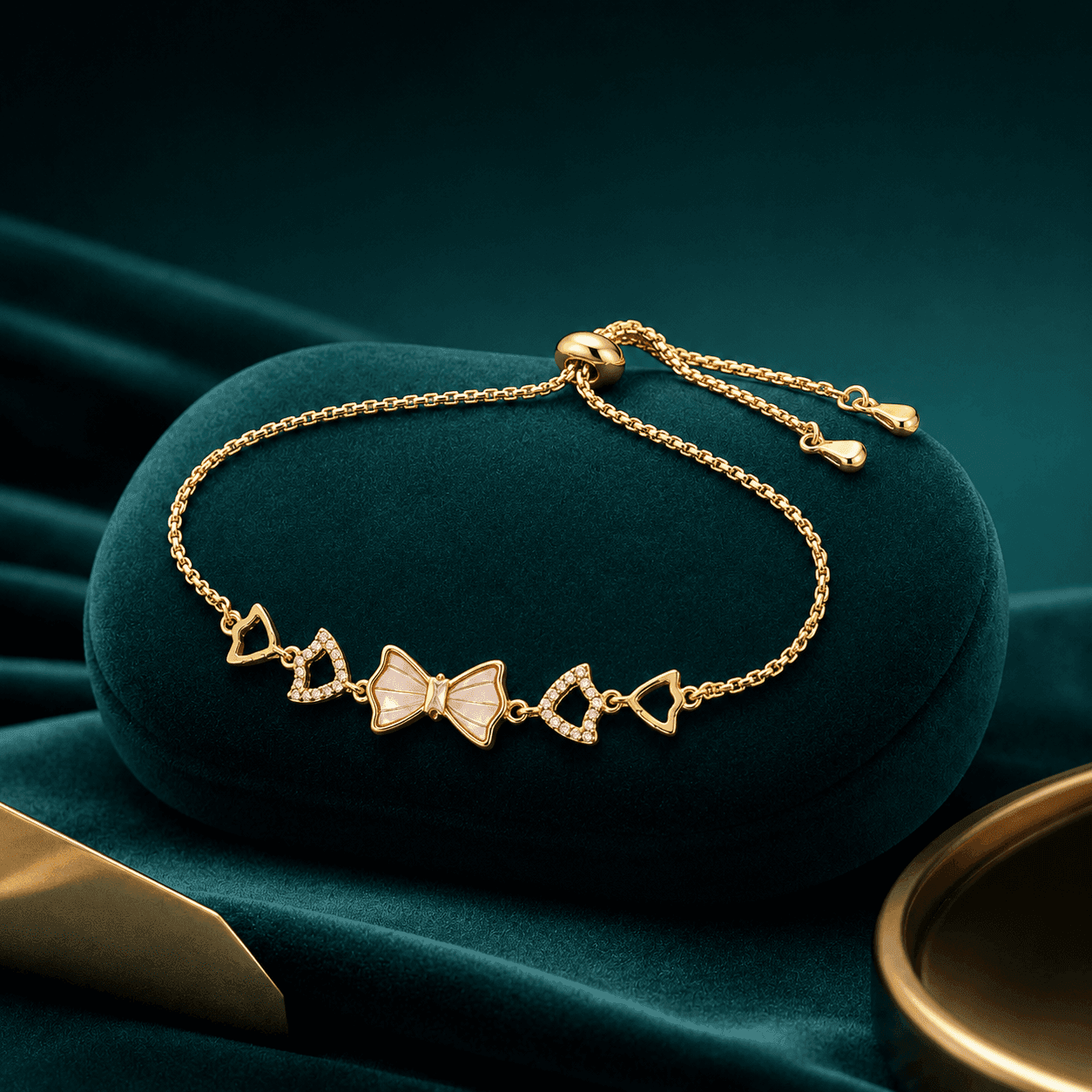 Velour Bow Tie Adjustable Bracelet