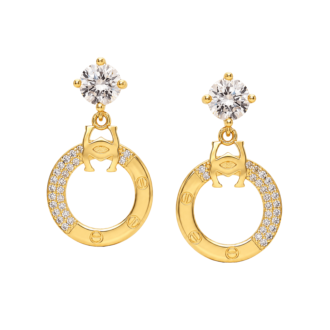Aquamarine Crystal Halo Drop Earrings