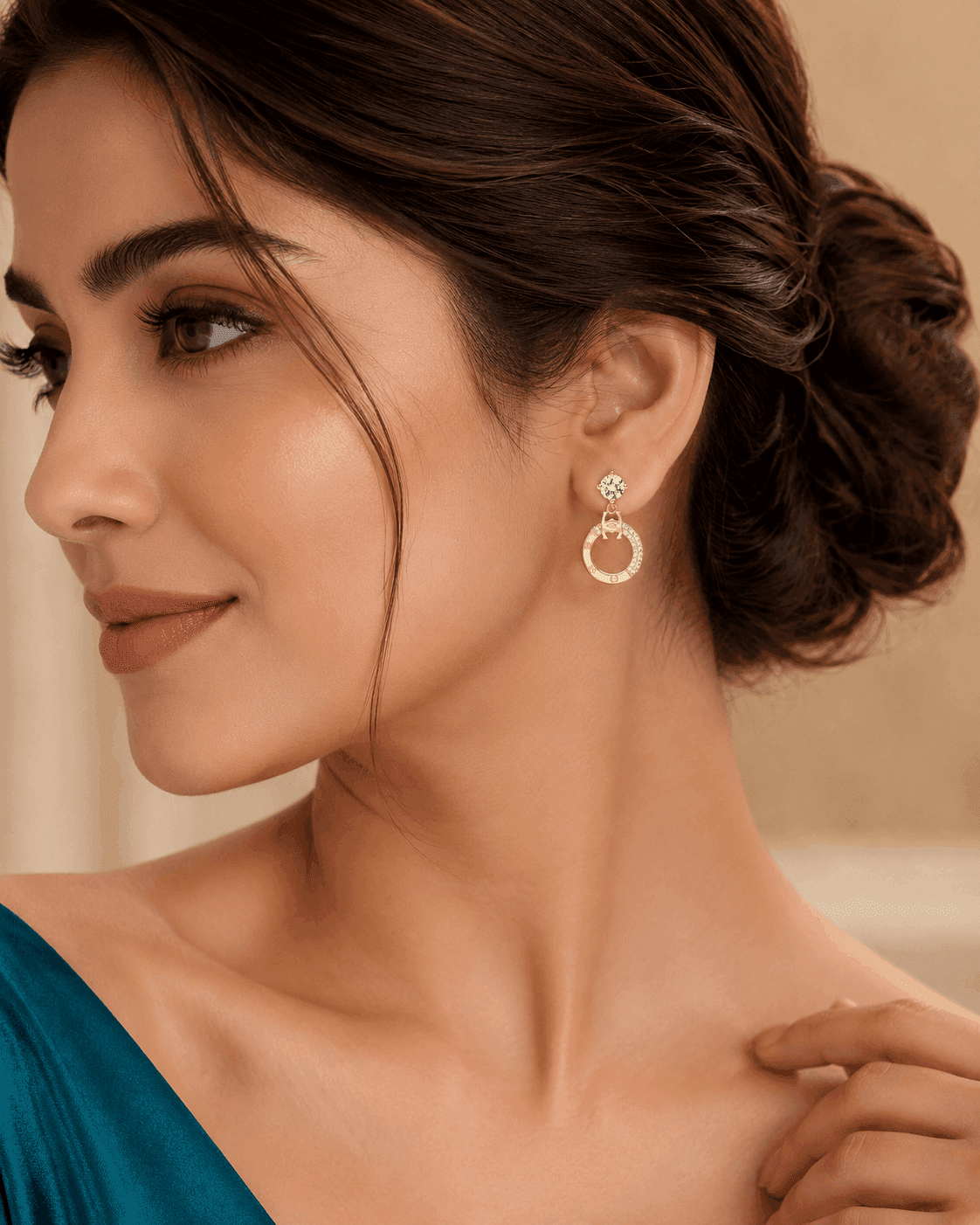 Aquamarine Crystal Halo Drop Earrings alternate view