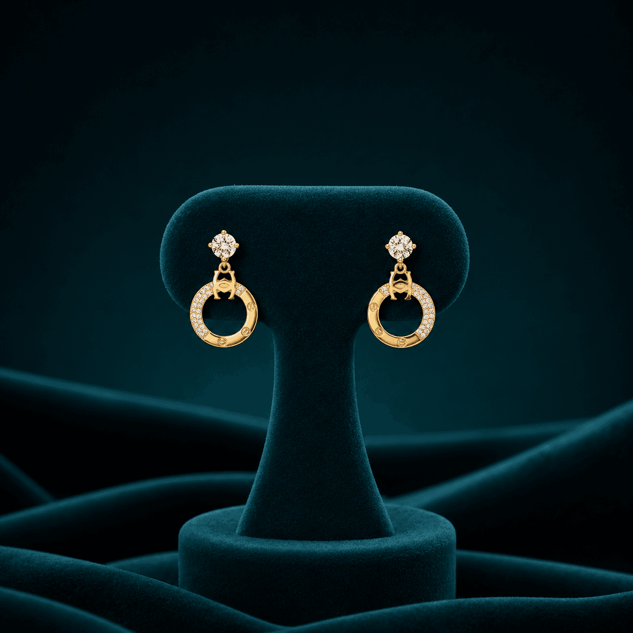 Aquamarine Crystal Halo Drop Earrings
