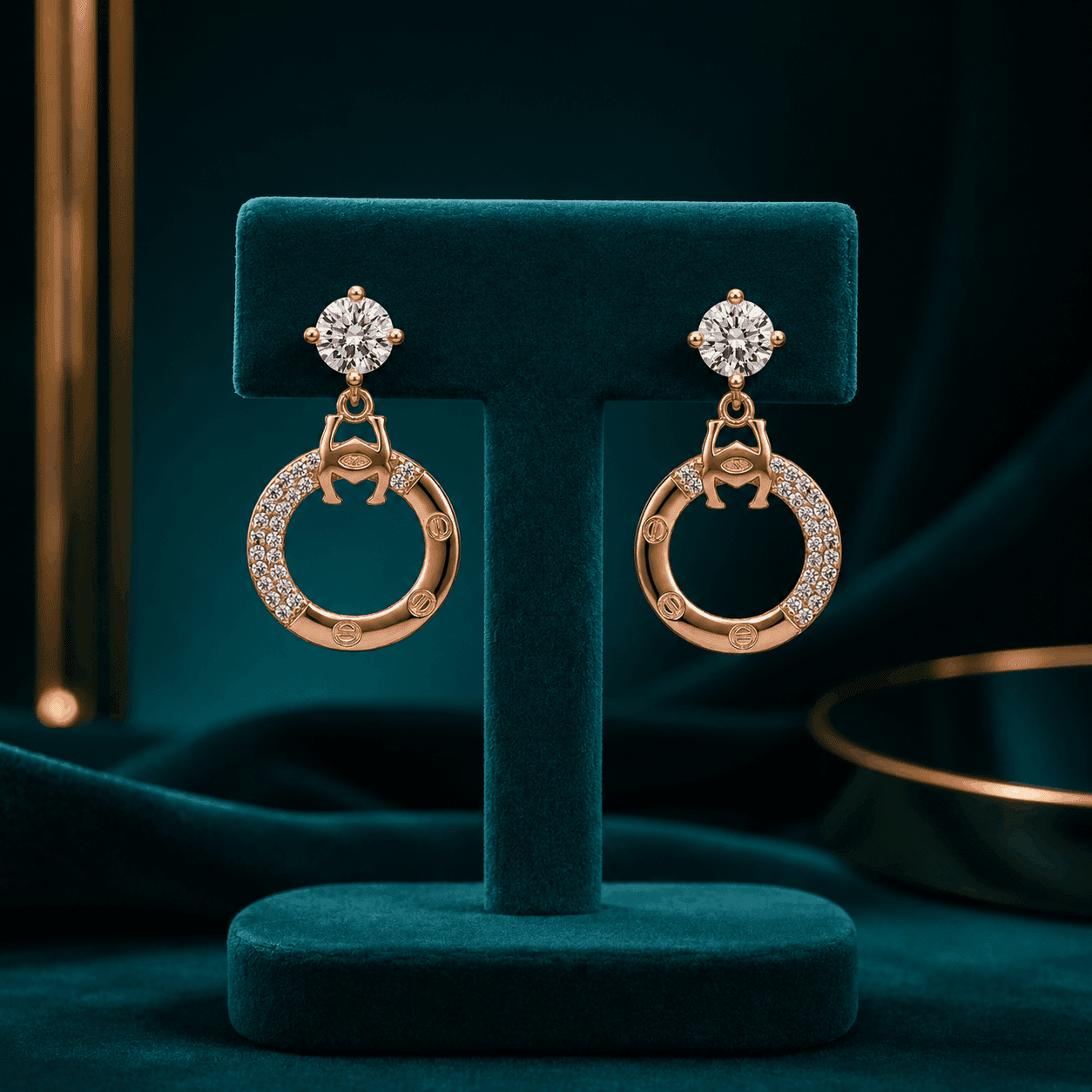 Aquamarine Crystal Halo Drop Earrings
