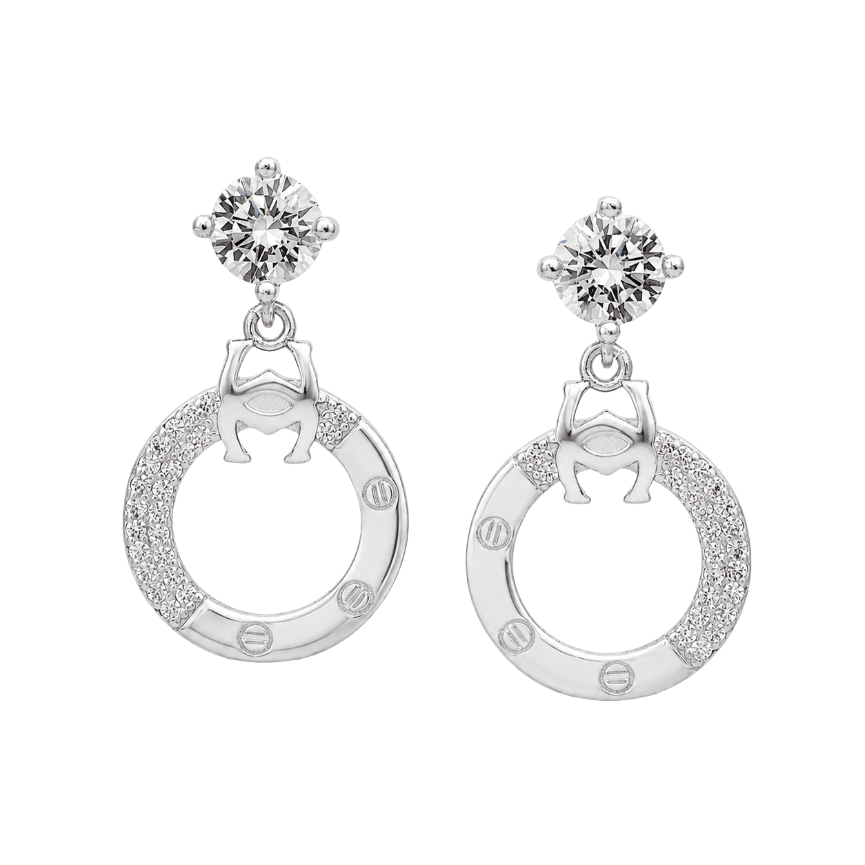 Aquamarine Crystal Halo Drop Earrings