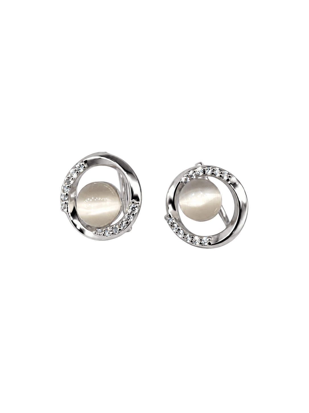 Blush Aura Circle Silver Earrings