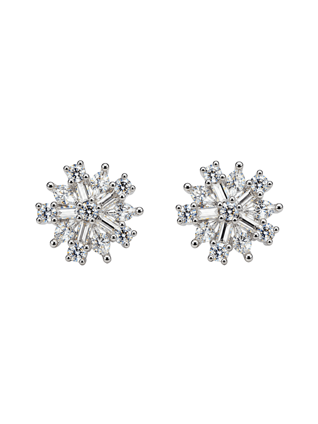Celestial Starburst Crystal Silver Stud Earrings view 1