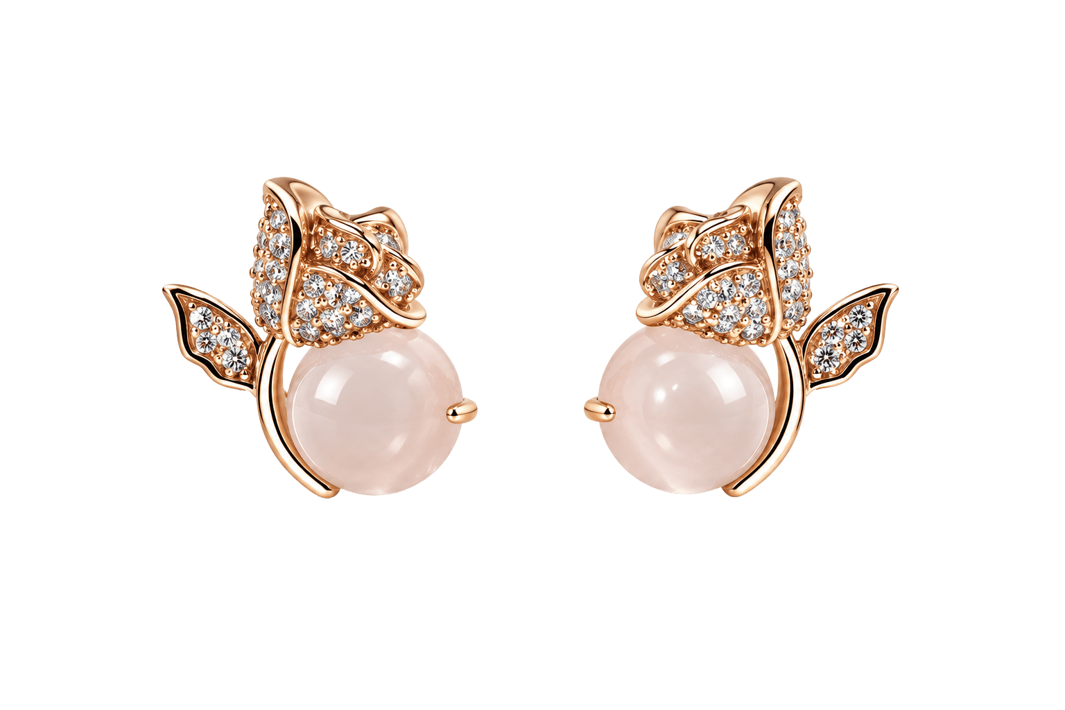 Rose Gold Cherry Blossom Gemstone Earrings