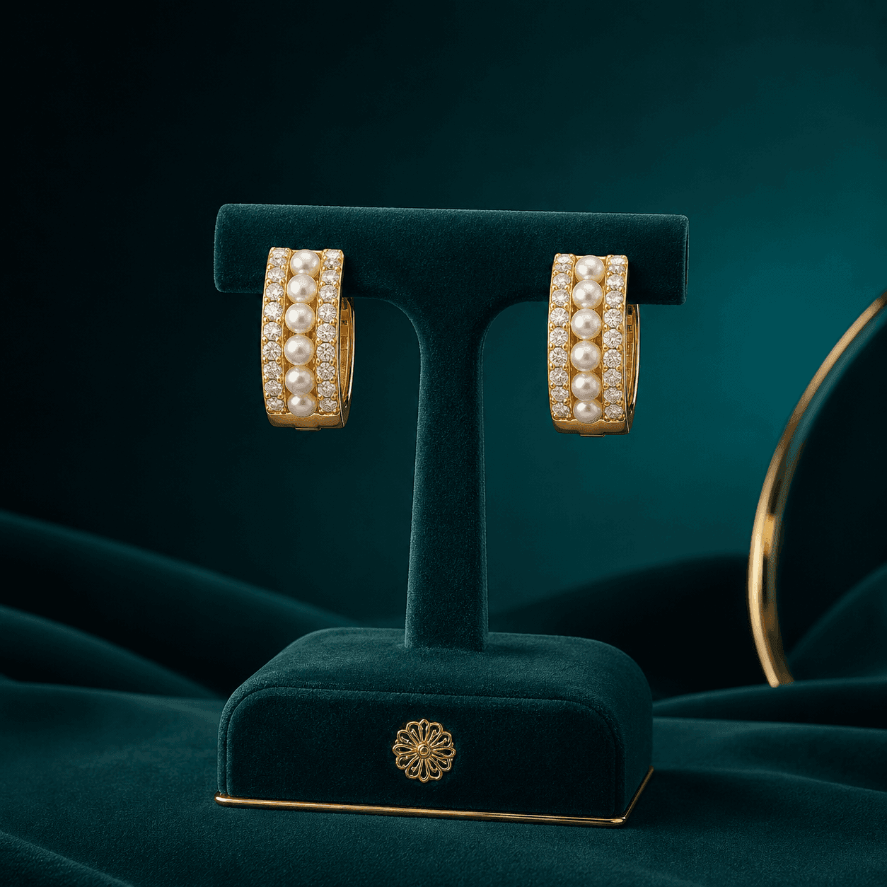 Classic Baguette Row Hoops Earring