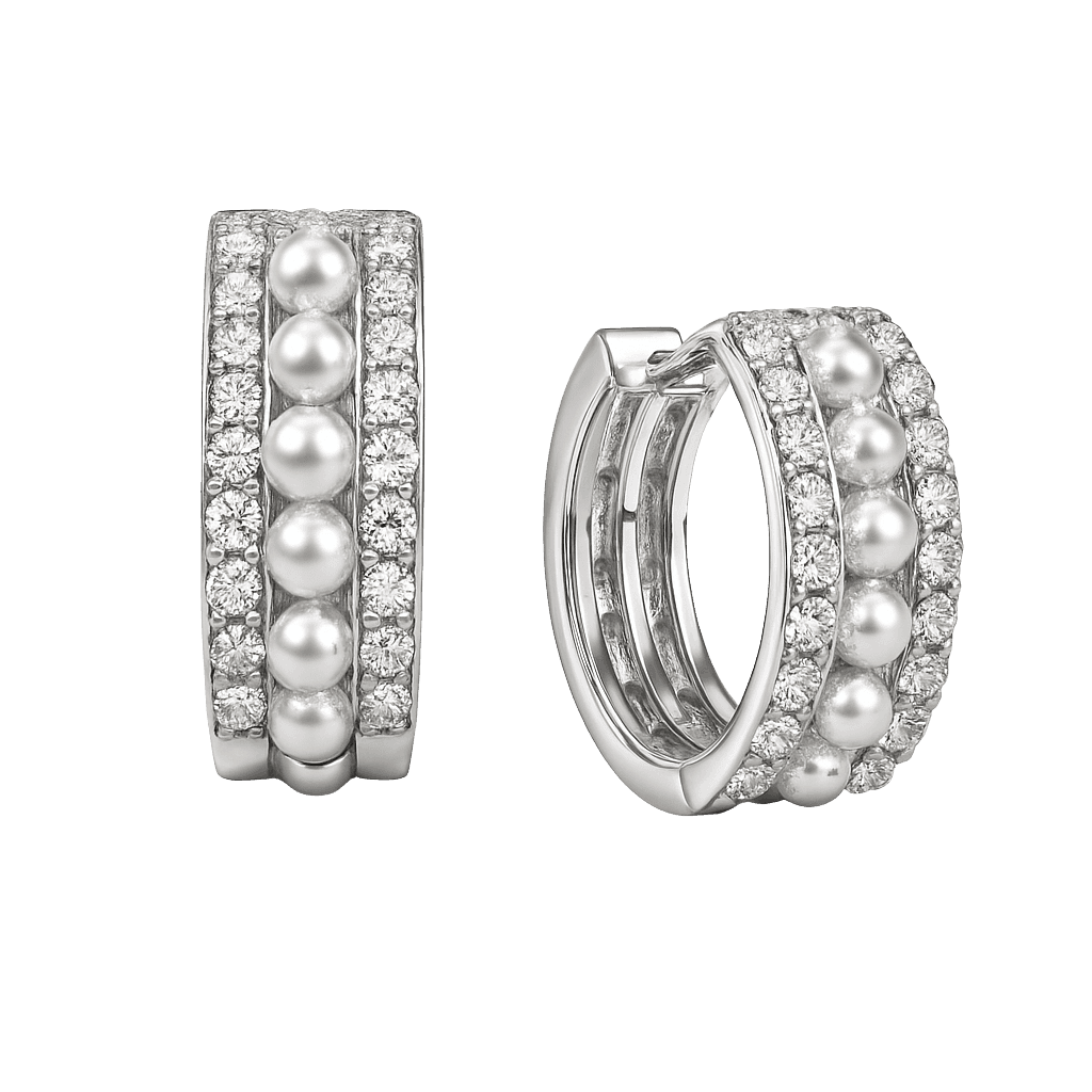 Classic Baguette Row Hoops Earring