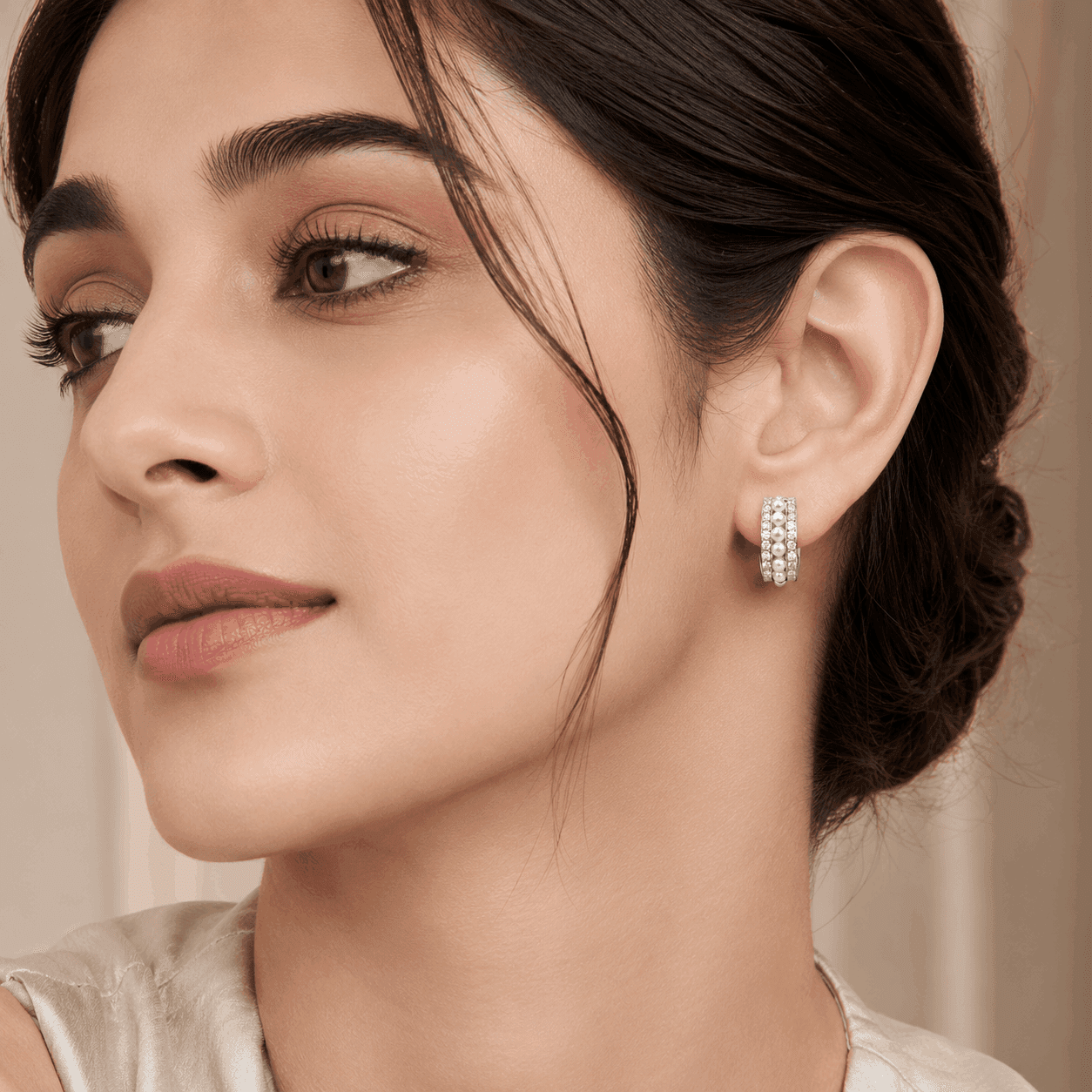 Classic Baguette Row Hoops Earring alternate view