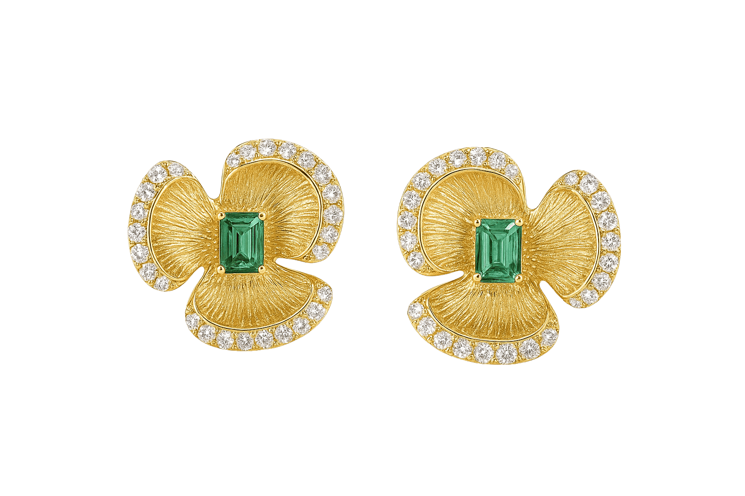Contemporary Tri-Leaf Golden Studs view 1