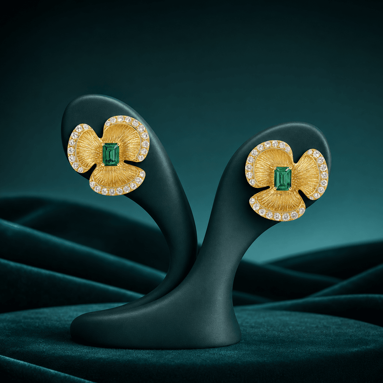 Contemporary Tri-Leaf Golden Studs