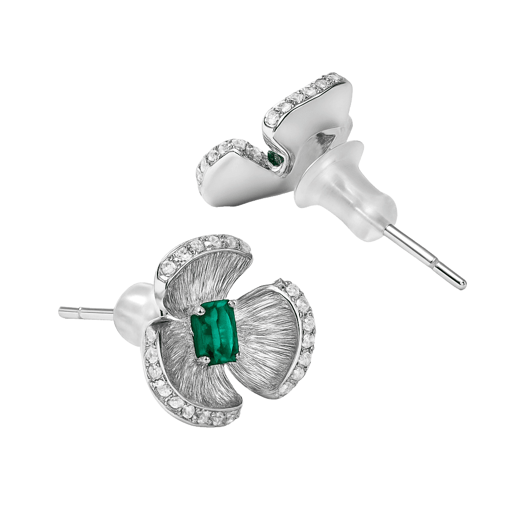 Contemporary Tri-Leaf Silver Studs alternate view