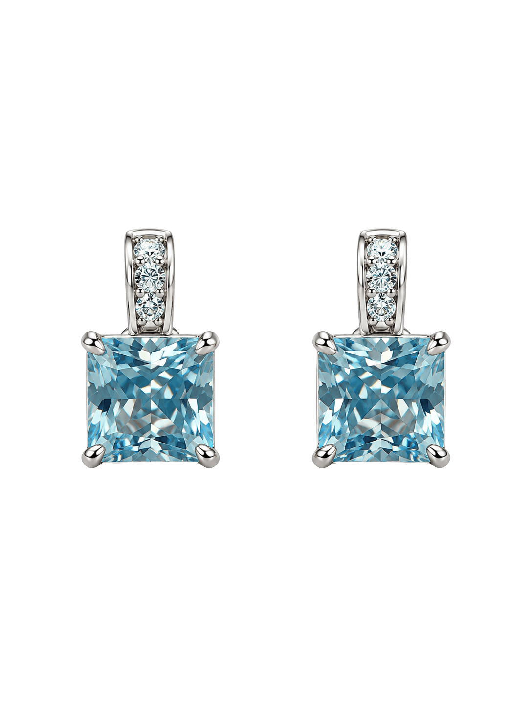 Cushion Cut Aquamarine Gemstone Earrings