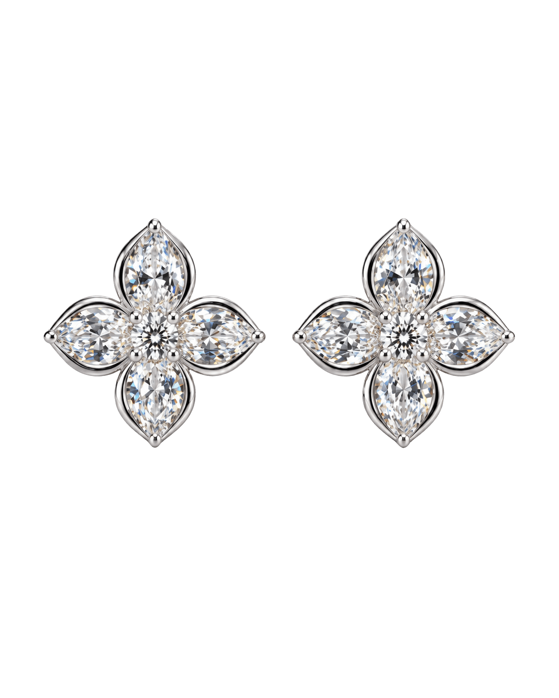 Floral Marquise Gemstone Cluster Studs