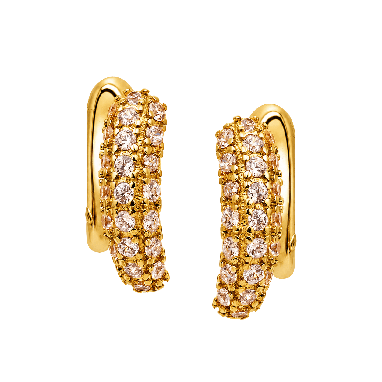 Glitzy Golden Textured Hoop Earrings view 1