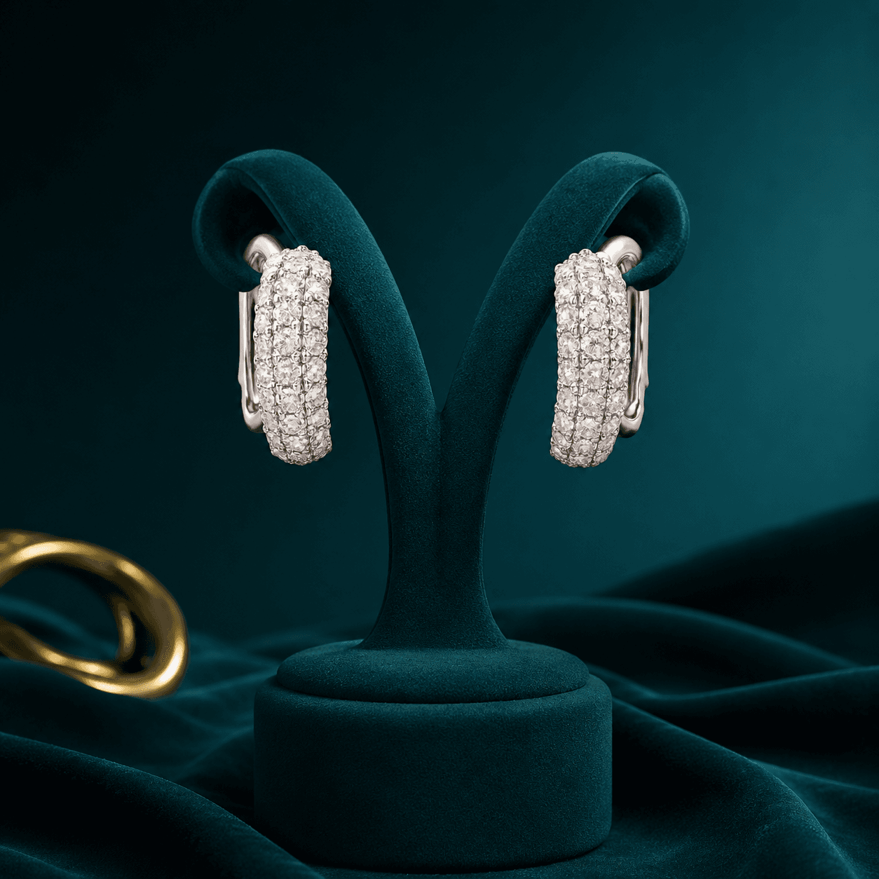 Glitzy Golden Textured Hoop Earrings